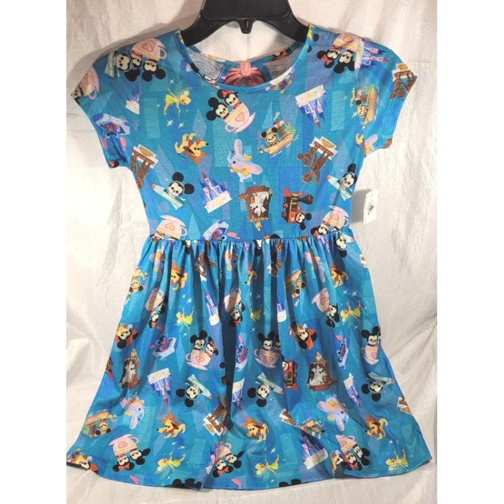 Disney Parks by Joey Chou Girl's CHILD Jersey Knit Swing Dress - Blue - M (7 8)